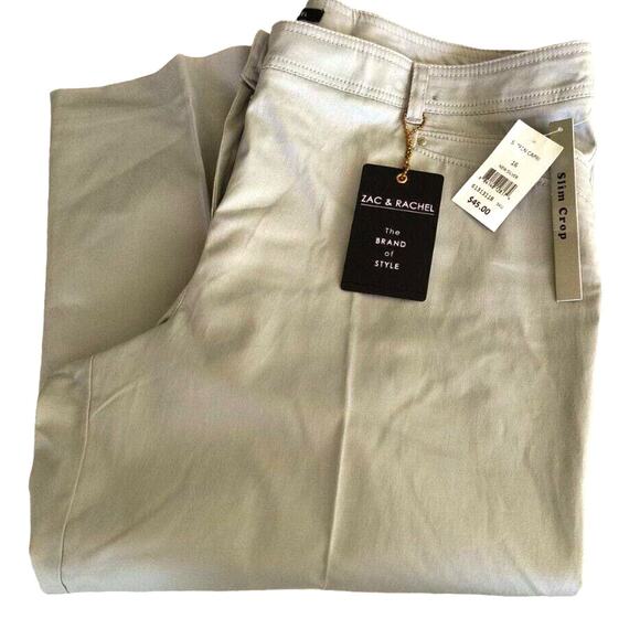 Zac & Rachel Capri Pants Women's Size 16 Silver/Gray Slim Crop Sateen New - Picture 10 of 14